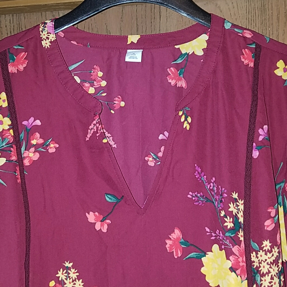 Old Navy burgundy floral dress - Picture 2 of 8